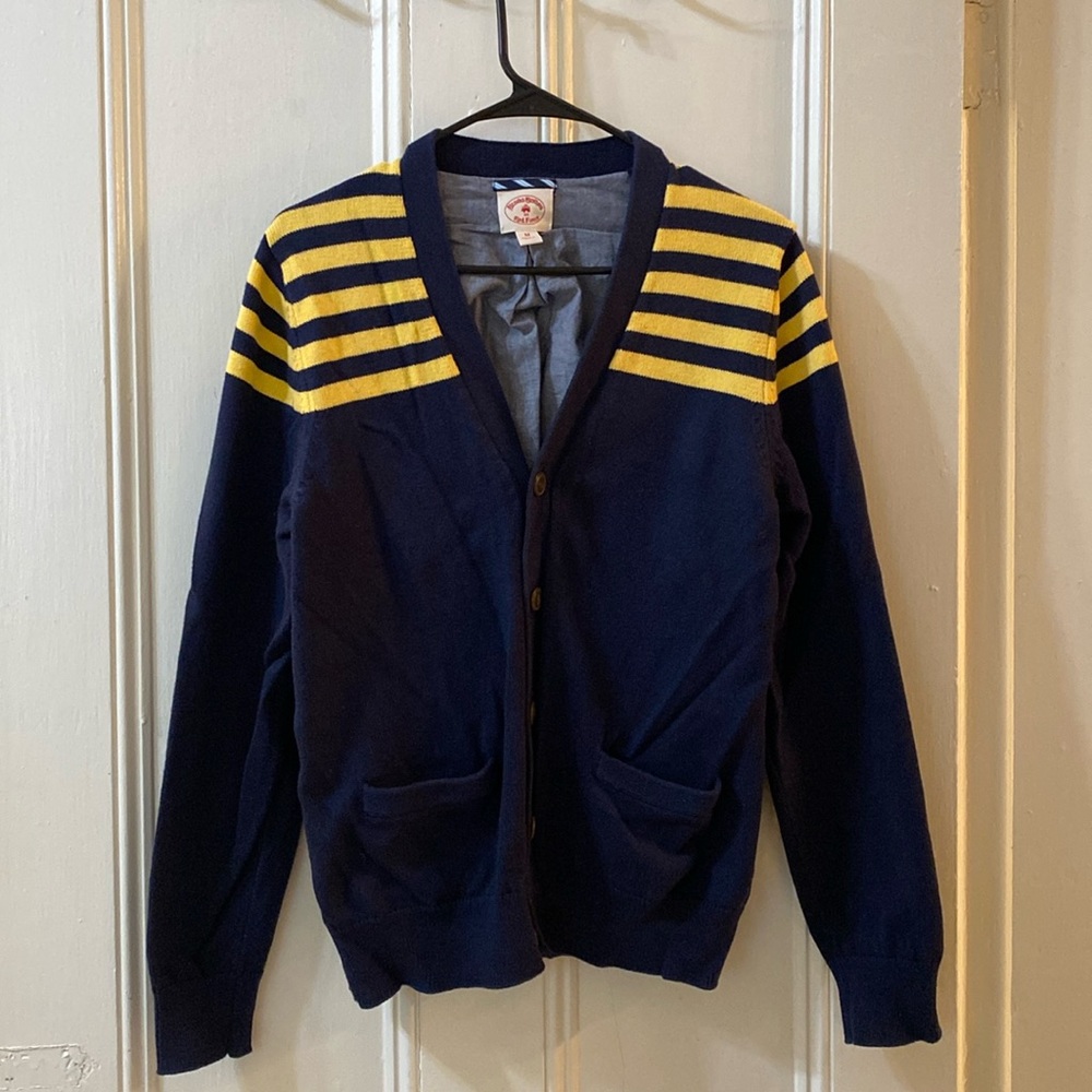 Men’s Vintage Brooks Brothers Red Fleece Navy Cardigan Medium EUC